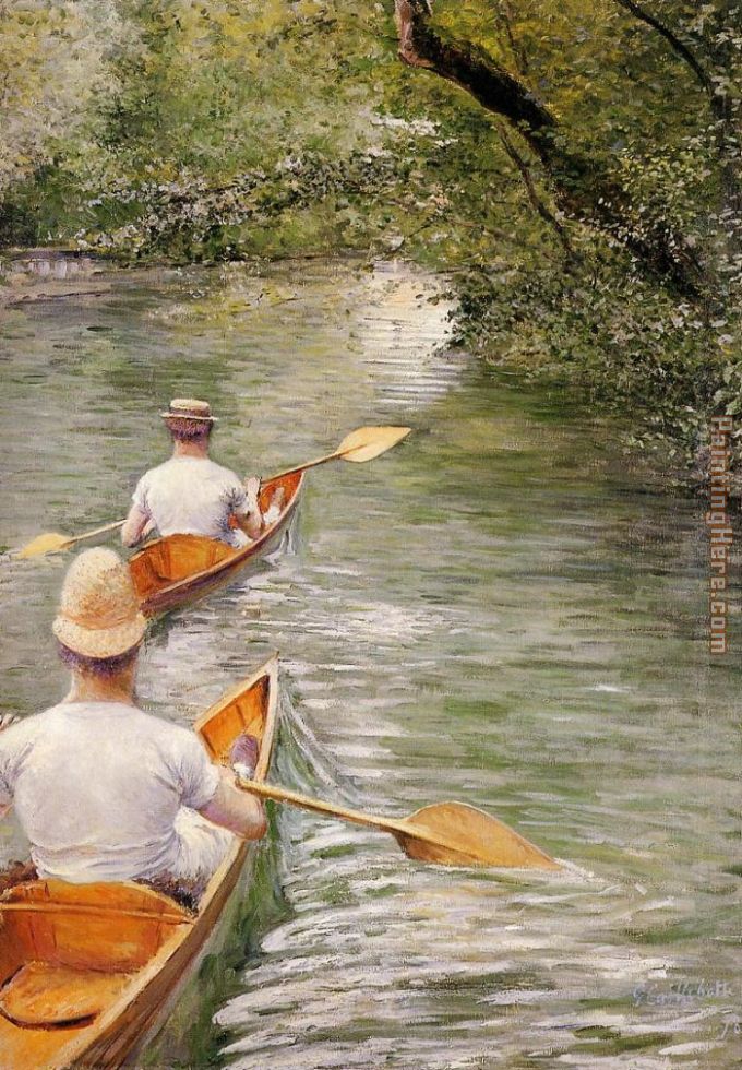 The Canoes painting - Gustave Caillebotte The Canoes art painting